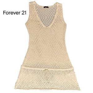 FOREVER 21 Open Knit V-neck Metallic Top Size S